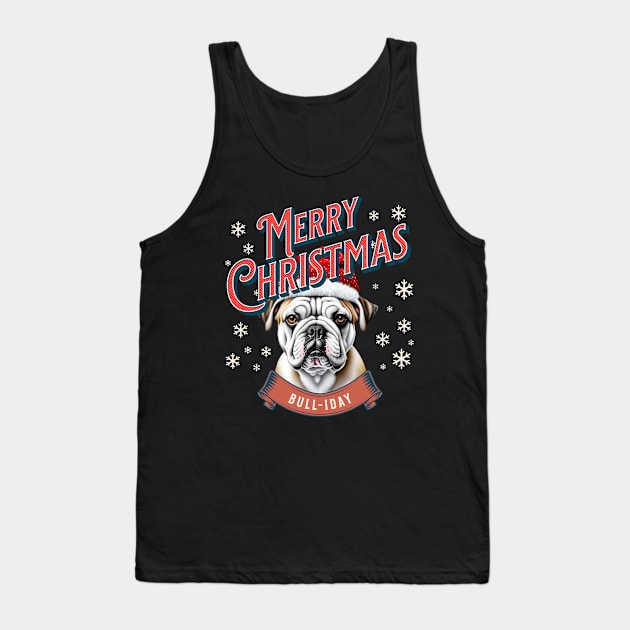 Bulldog Merry Christmas Tank Top by Craftycarlcreations